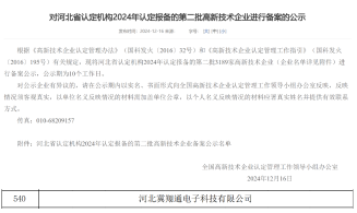 喜报！河北冀翔通电子科技有限公司通过“高新技术企业”认证